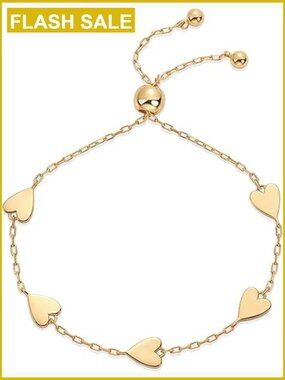 Heart Charm Solitaire Bracelet Set - Adjustable Love Bracelet Pack
